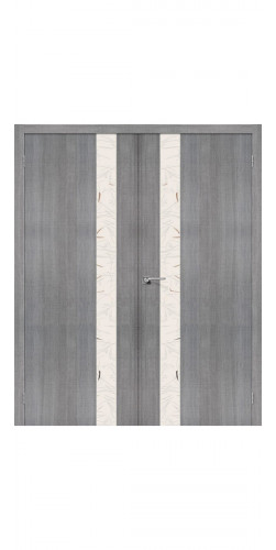 Дверь двустворчатая Порта 51 со стеклом цвет Grey Crosscut