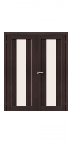 Дверь двустворчатая Порта 25 со стеклом цвет Wenge veralinga