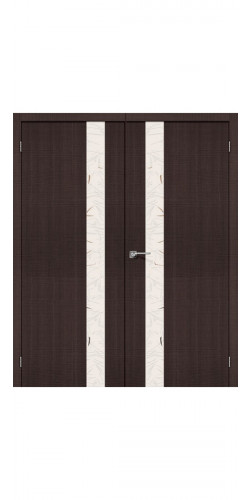 Дверь двустворчатая Порта 51 со стеклом цвет Wenge Crosscut