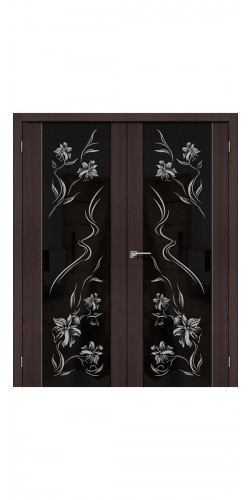 Дверь S 13 print двустворчатая со стеклом цвет Wenge Veralinga