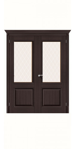 Дверь двустворчатая Классико 33 со стеклом цвет Wenge Veralinga