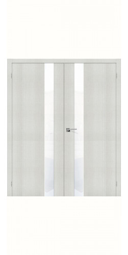 Дверь двустворчатая Порта 51 WW  со стеклом цвет Bianco Crosscut