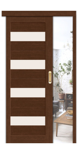 Раздвижная дверь со стеклом Легно-23 цвет Brown Oak