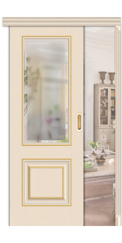 Раздвижная дверь со стеклом Классико-33G-27 цвет Ivory