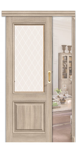 Раздвижная дверь со стеклом Классико-33 цвет Cappuccino Veralinga