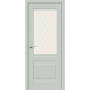 Межкомнатная дверь экошпон Прима-3 Grey Matt со стеклом White Сrystal