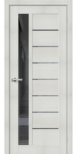 Межкомнатная дверь экошпон Браво-27 Bianco veralinga со стеклом Mirox Grey